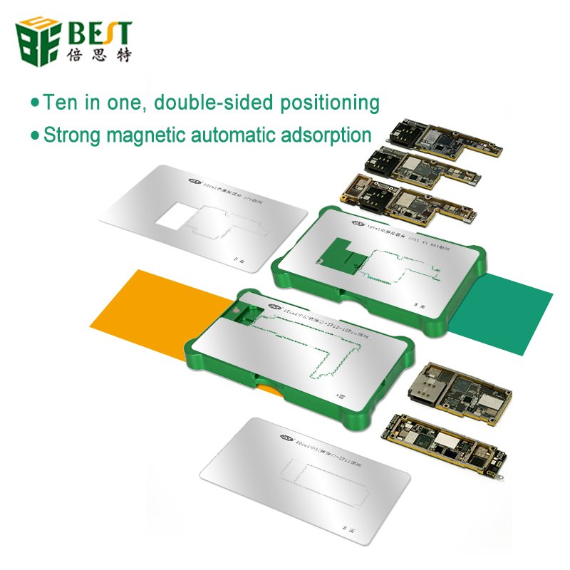 NEW PRODUCTS 10 IN 1 BGA Reballing Stencil for iPhone X-12 Motherboard Middle Frame Planting Tin Platform
