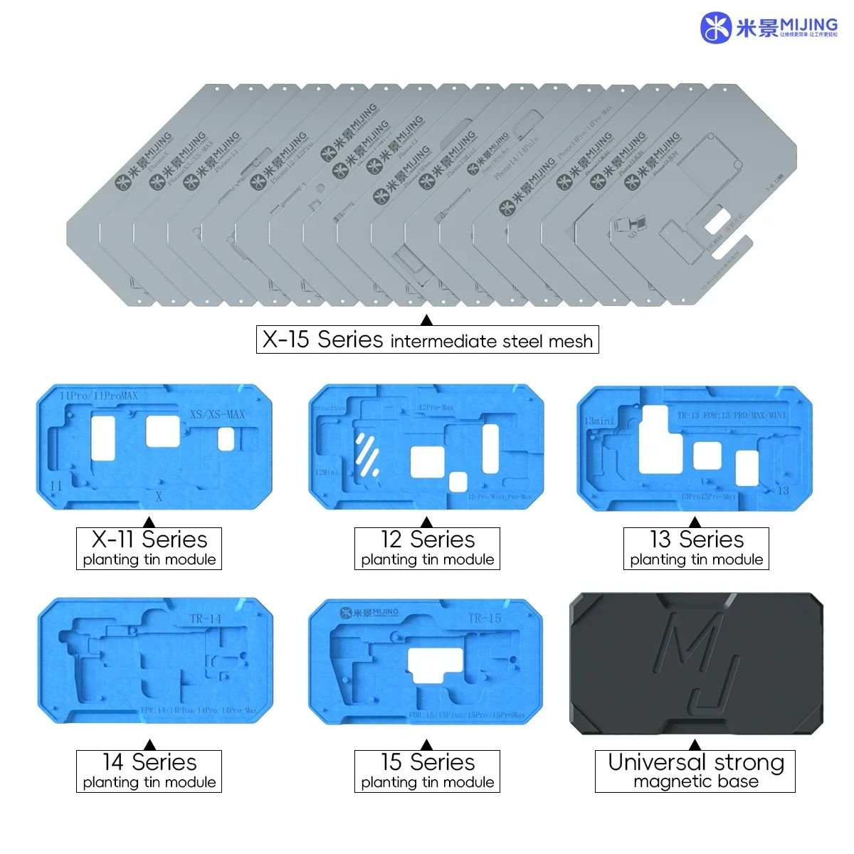 MiJing Z20 Pro 18IN 1 Fixture For iPhone 11 12 13 14 15ProMax Middle Layer Motherboard Reballing Soldering Platform BGA Stencils