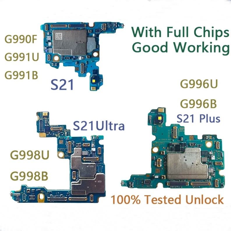 Original Unlocked Motherboard for Samsung Galaxy S21 G991U G991B G990F S21 Ultra G998U G998B S21 Plus 5G G996B G996U Logic Board