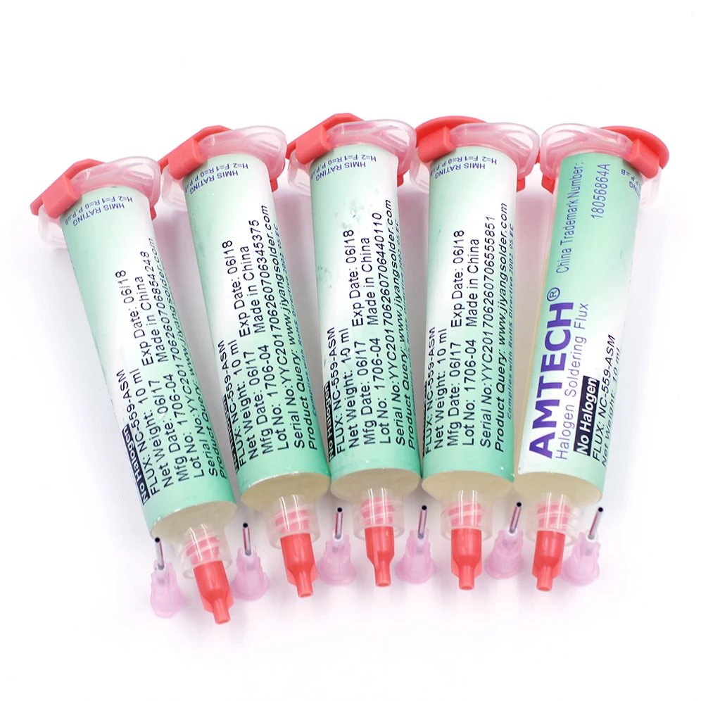 AMTECH NC559 Welding Flux BGA SMD PCB No-Clean Solder Paste Oil Flux Grease 10ml Syringe Flux Rework Soldering Phone Repair Tool