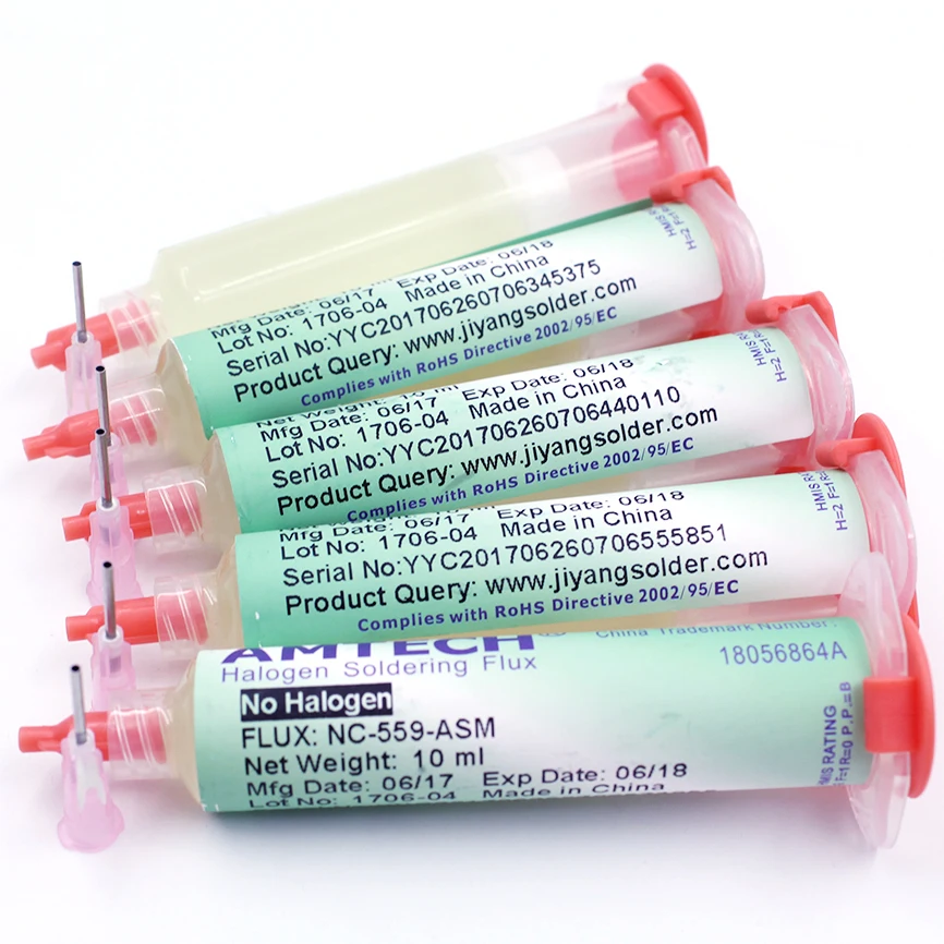 AMTECH NC559 Welding Flux BGA SMD PCB No-Clean Solder Paste Oil Flux Grease 10ml Syringe Flux Rework Soldering Phone Repair Tool