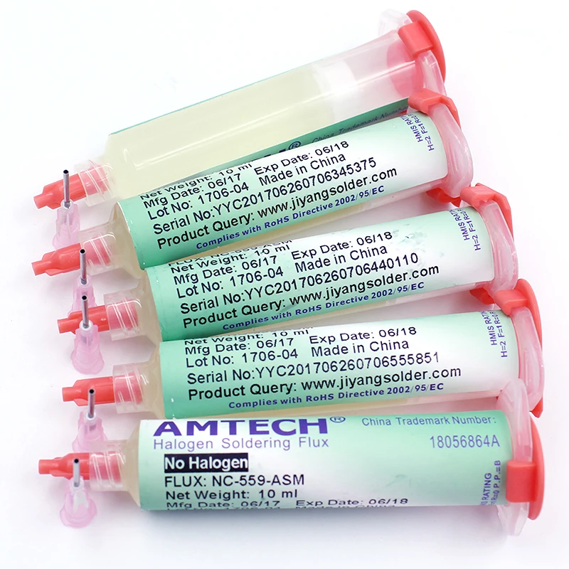 AMTECH NC559 Welding Flux BGA SMD PCB No-Clean Solder Paste Oil Flux Grease 10ml Syringe Flux Rework Soldering Phone Repair Tool