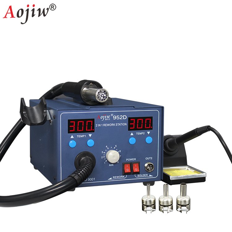 2 in 1 Soldering Hot Air SMD BGA Welding iron Rework Station Aojiw 952D 700W Digital Display mobile & notebook repair