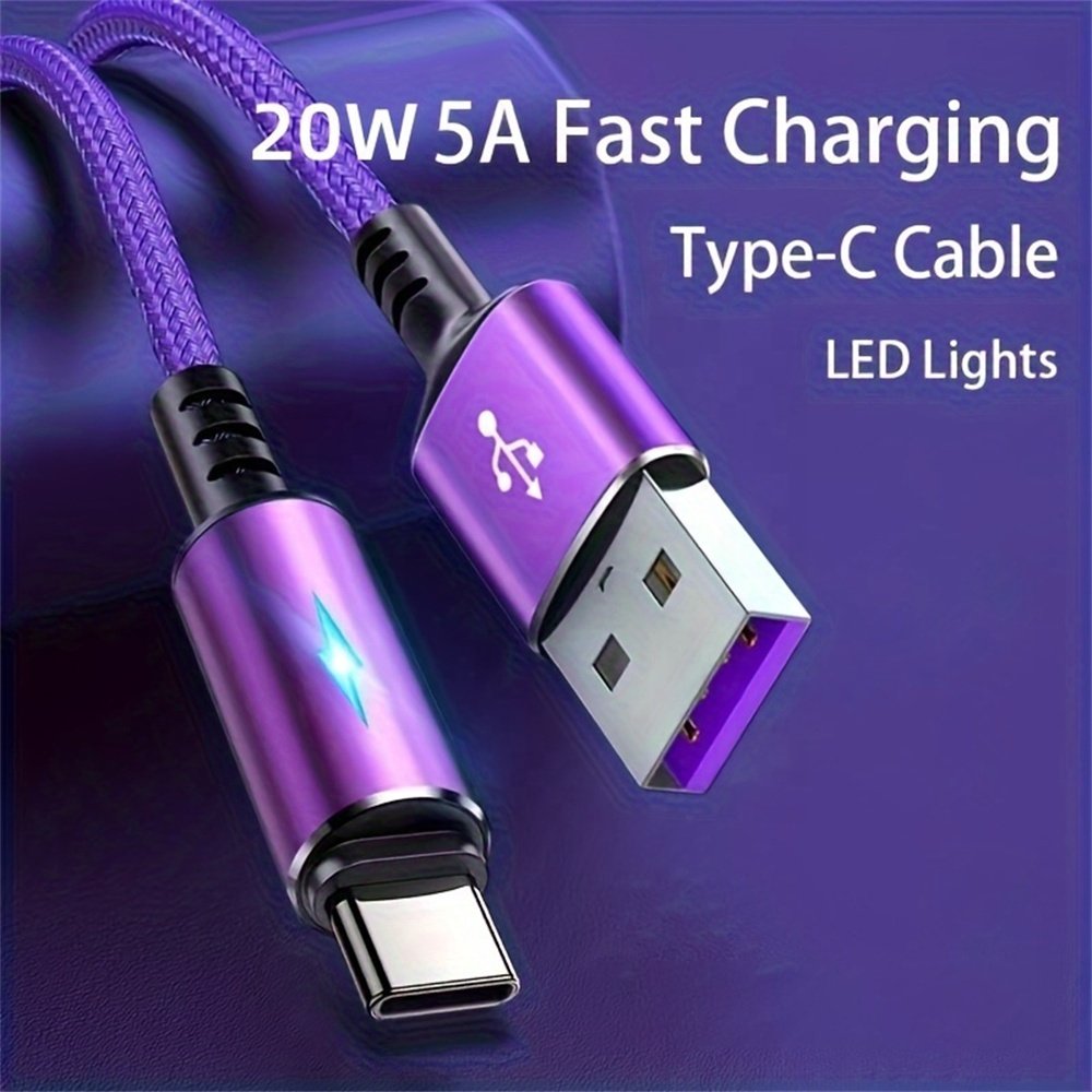 Type C 5A Fast Charging Cable Nylon Braided Charger Usb Cable For Xiaomi Realme Oppo Samsung Phone Accessories Usb C Cable