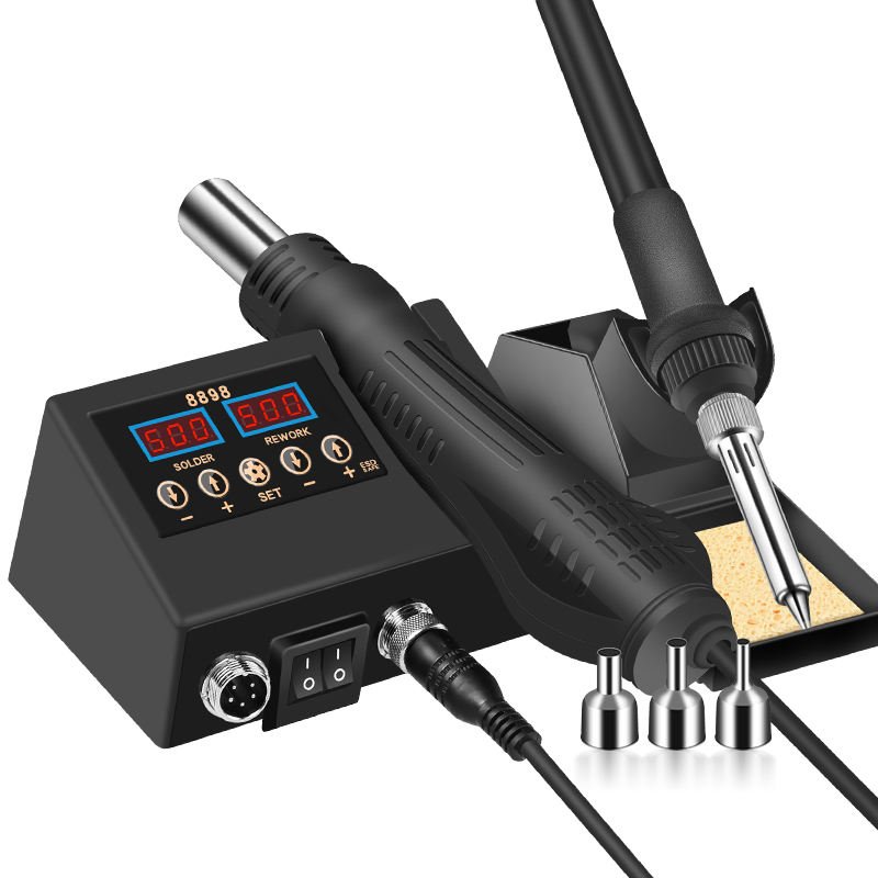 2 In 1 Multifunctional ESD Hot Air SMD Rework Soldering Station 60W Fast Heating Digital Soldering Iron Station
