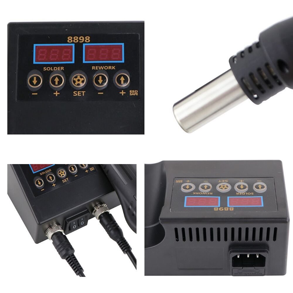 2 In 1 Multifunctional ESD Hot Air SMD Rework Soldering Station 60W Fast Heating Digital Soldering Iron Station