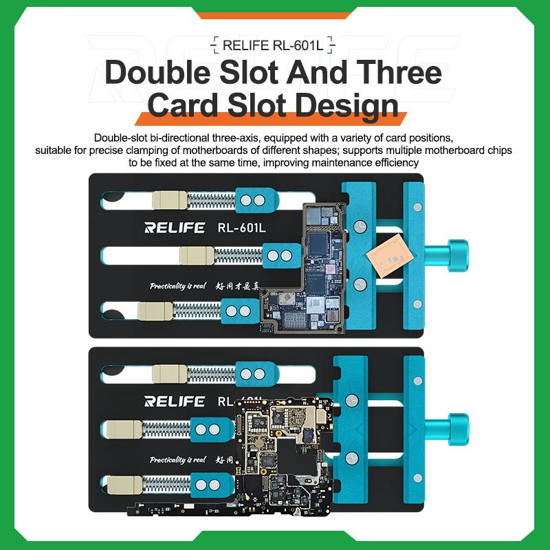 RELIFE RL-601L Card Slot Mobile Phone Motherboard Repair Multi-purpose Fixture Three-axis Clamping Soldering Removal Platform
