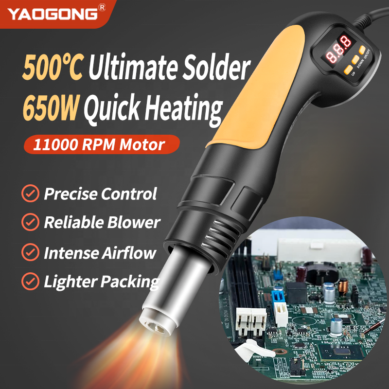 YAOGONG 8028 8038 Mini Handy Blower Electric Phone Repair Tools SMD Rework Desoldering Station Portable Hot Air Heat Gun