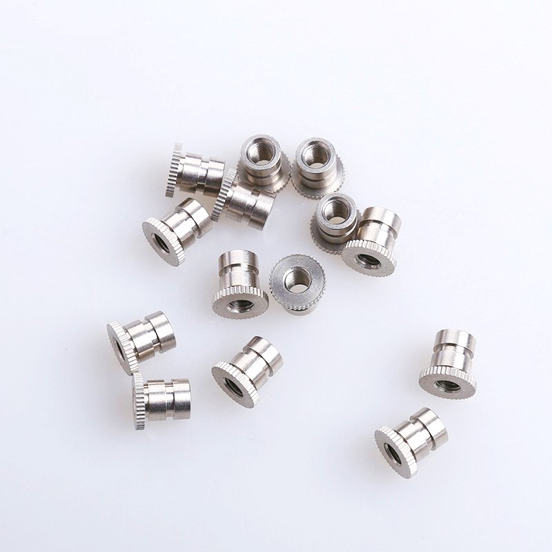 Injection Molded Grooved Vertical Knurled Female Thread Stud Heating Stainless Steel Insert Nut For Plastic Housing