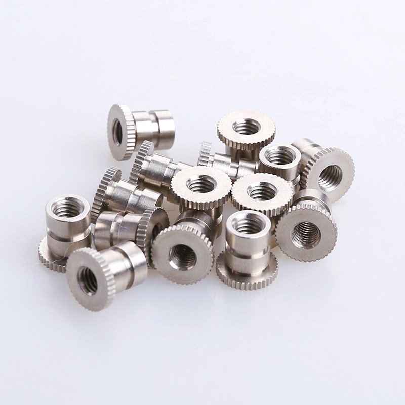 Injection Molded Grooved Vertical Knurled Female Thread Stud Heating Stainless Steel Insert Nut For Plastic Housing