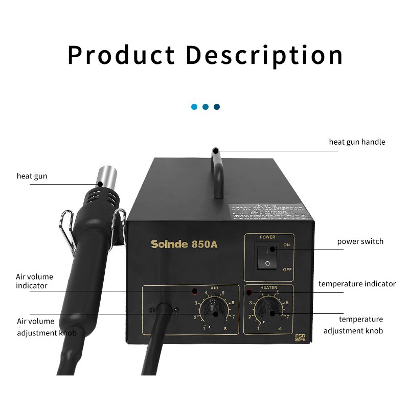 858A Rework Station Hot Air Gun Soldering Station with Heater SMD Solder Station Phone Motherboard Repair