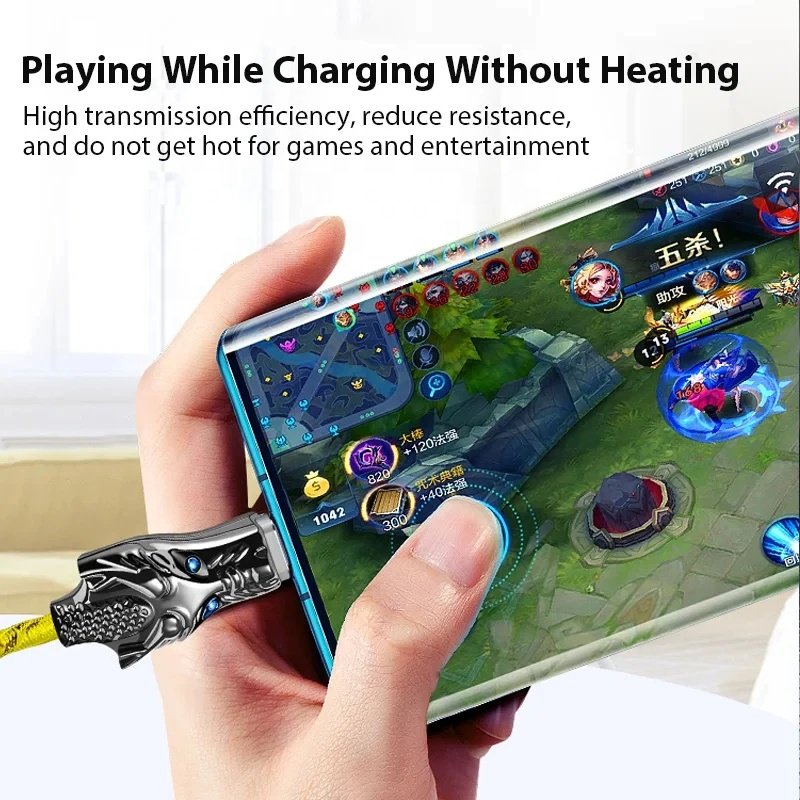 AUNEN 66W 5A Fast Charging Type C Cable RGB Glowing LED Light Mobile Phone Cable For Huawei Xiaomi Poco USB Charger Cord