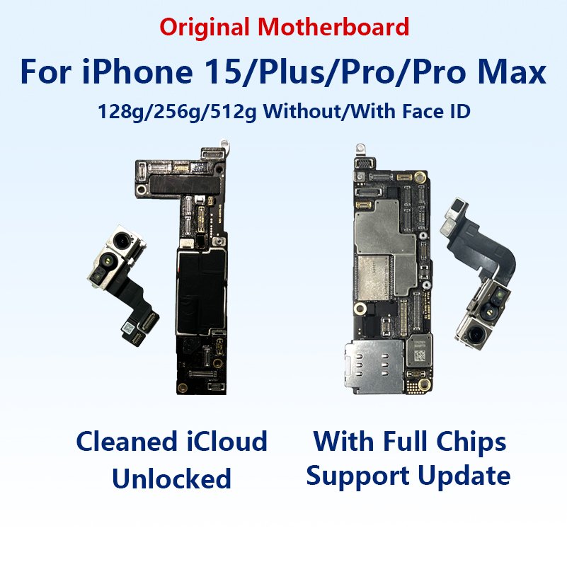 Original For iPhone 15 15 Plus 15 Pro 15 Pro Max Motherboard With Face Id Unlocked Support Update Mainboard Icloud Logic Board