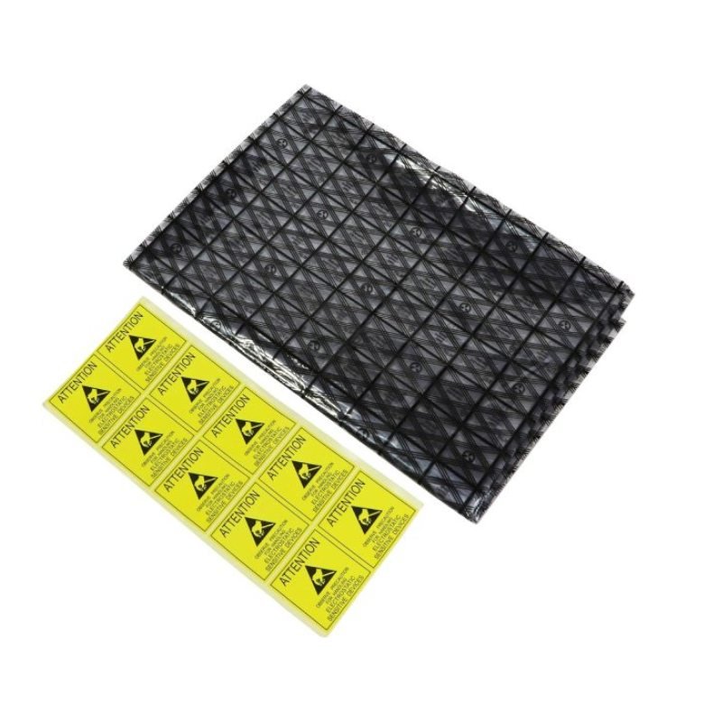 Factory ESD Black Conductive Grid Bubble Bag Antistatic Open Top EMP Faraday Cage Bag PCB Motherboard Grid PE Bag