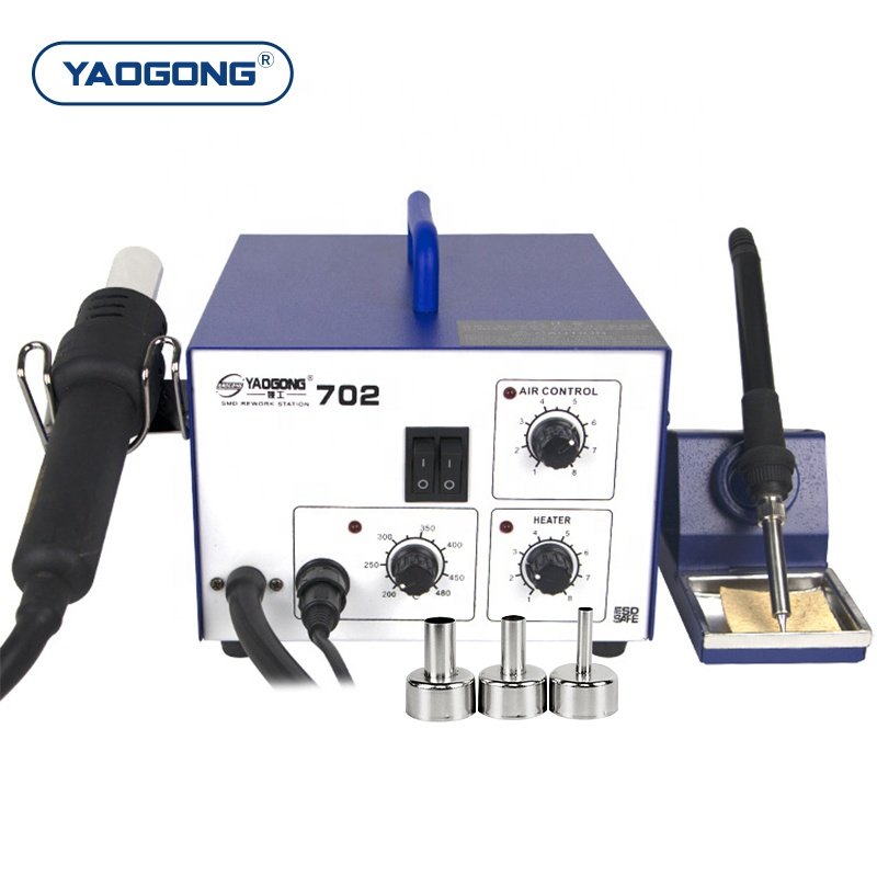 YAOGONG 702 2 in 1 Thermostat PCB Phone Motherboard SMD Rework Mobile Repair Tool Machine Kit Hot Air Heat Gun Soldering Station