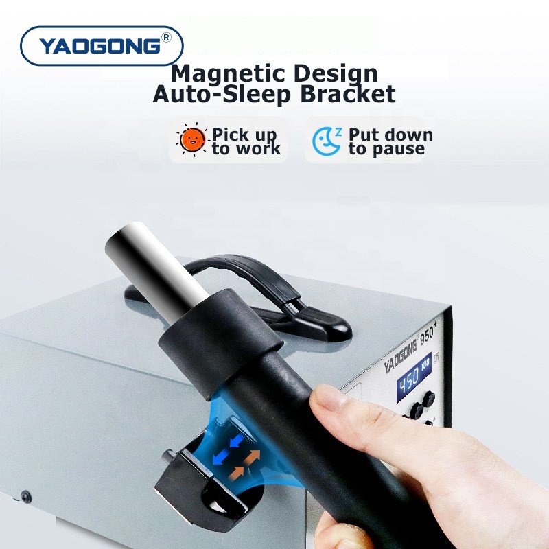 YAOGONG 952D+ Digital Auto Sleep Thermostat Turbine Pump Mobile Phone Motherboard Repair Tool Heat Gun Hot Air Soldering Station
