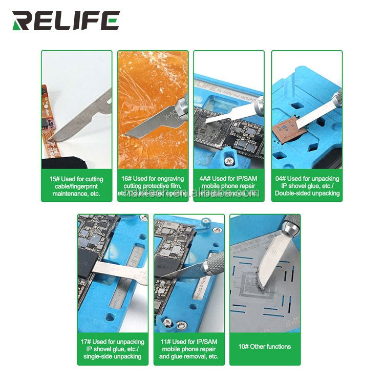 Relife RL-101B 8-in-1Mobile Phone Repair Knife Set Phone Repair Set for Motherboard IC Repair Blade Phone Maintenance Tools
