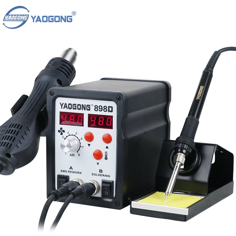 YAOGONG 898D Digital Thermostat SMD Rework BGA Solder Tool Hot Air Gun IC SMT Soldering Station for Mobile Phone Repair