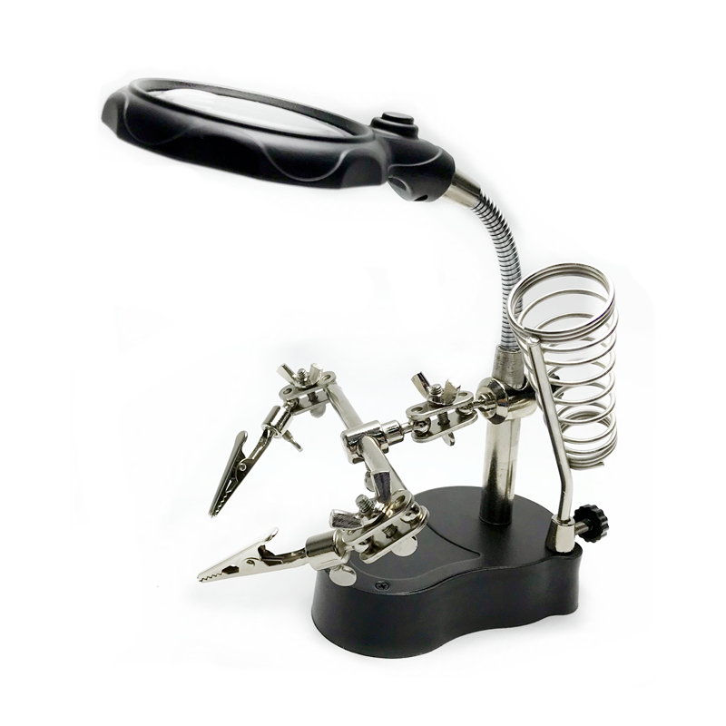 801 Welding magnifying glass Led auxiliary clip 3 in 1 hand soldering iron rework support Magnifying glass repair tool