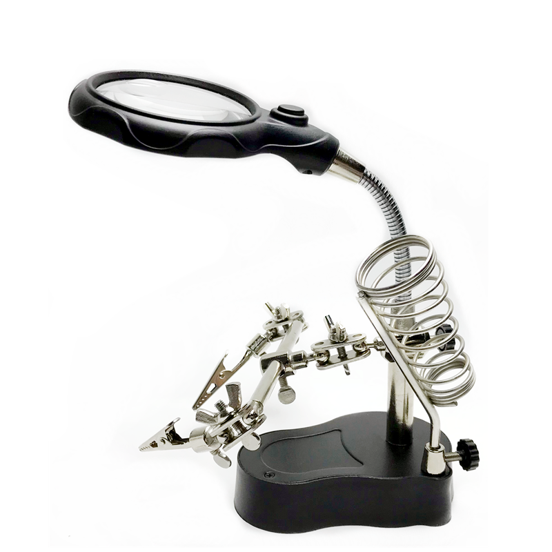801 Welding magnifying glass Led auxiliary clip 3 in 1 hand soldering iron rework support Magnifying glass repair tool