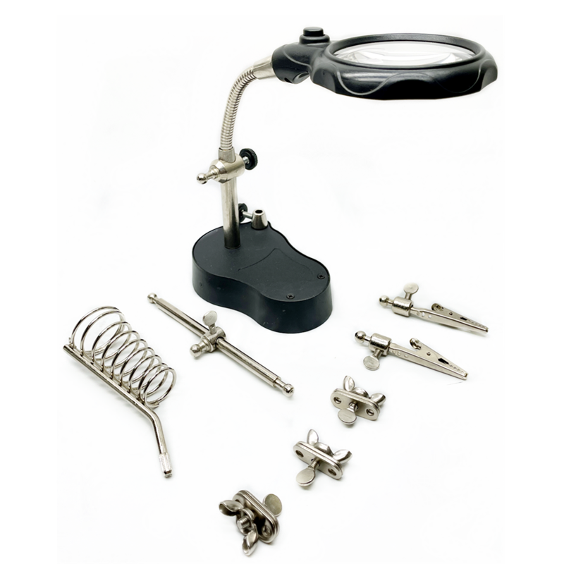 801 Welding magnifying glass Led auxiliary clip 3 in 1 hand soldering iron rework support Magnifying glass repair tool
