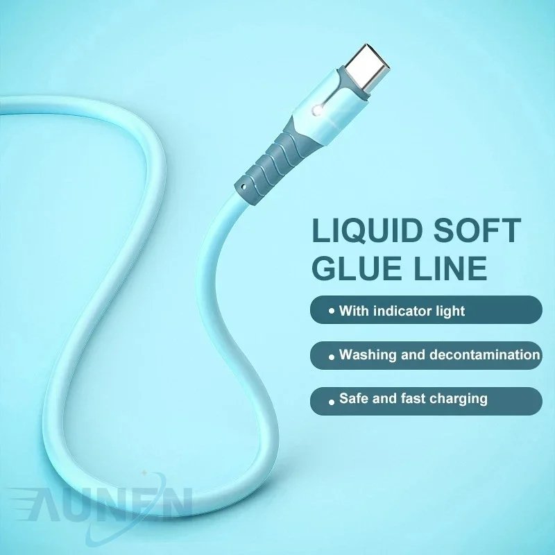 5A Type C USB Cable,Fast Charging Cable USB C Liquid Soft Silicone Data Cord For Huawei Xiaomi 1/2M Mobile Phone USB-C Charger
