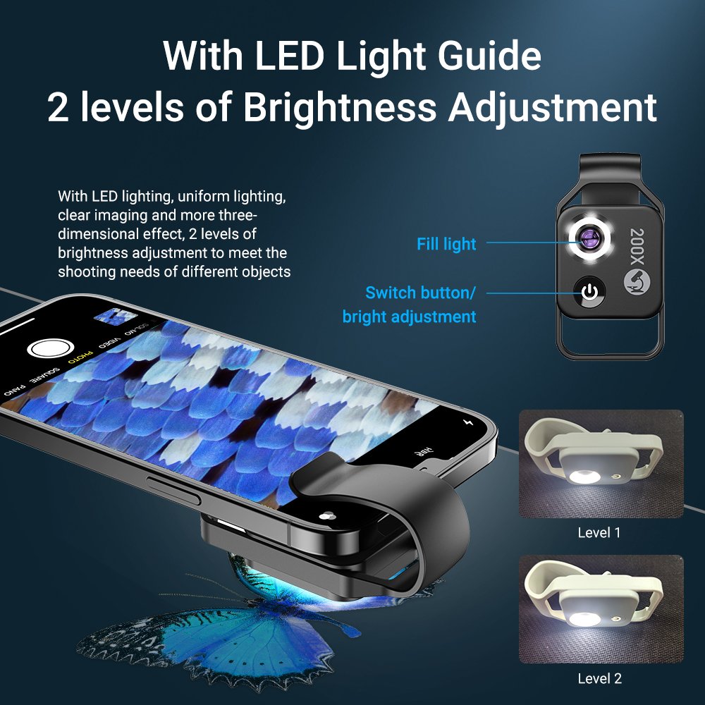 Universal 200X Optical Zoom Magnifier Micro Mobile Phone lens Microscope Macro camera USB lens For iPhone