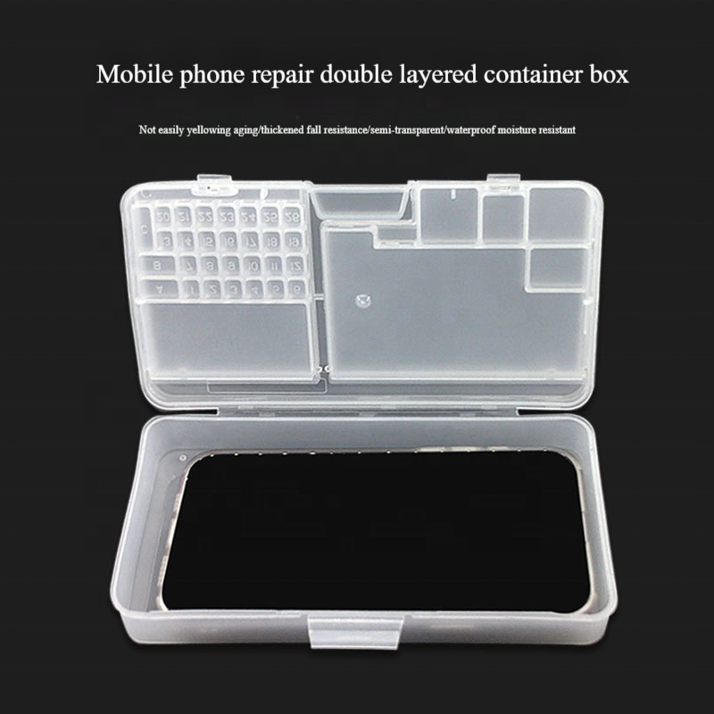 Multifunctional screen repair parts storage box, double waterproof cell phone screws plastic box