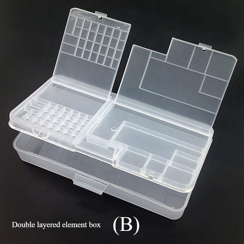 Multifunctional screen repair parts storage box, double waterproof cell phone screws plastic box