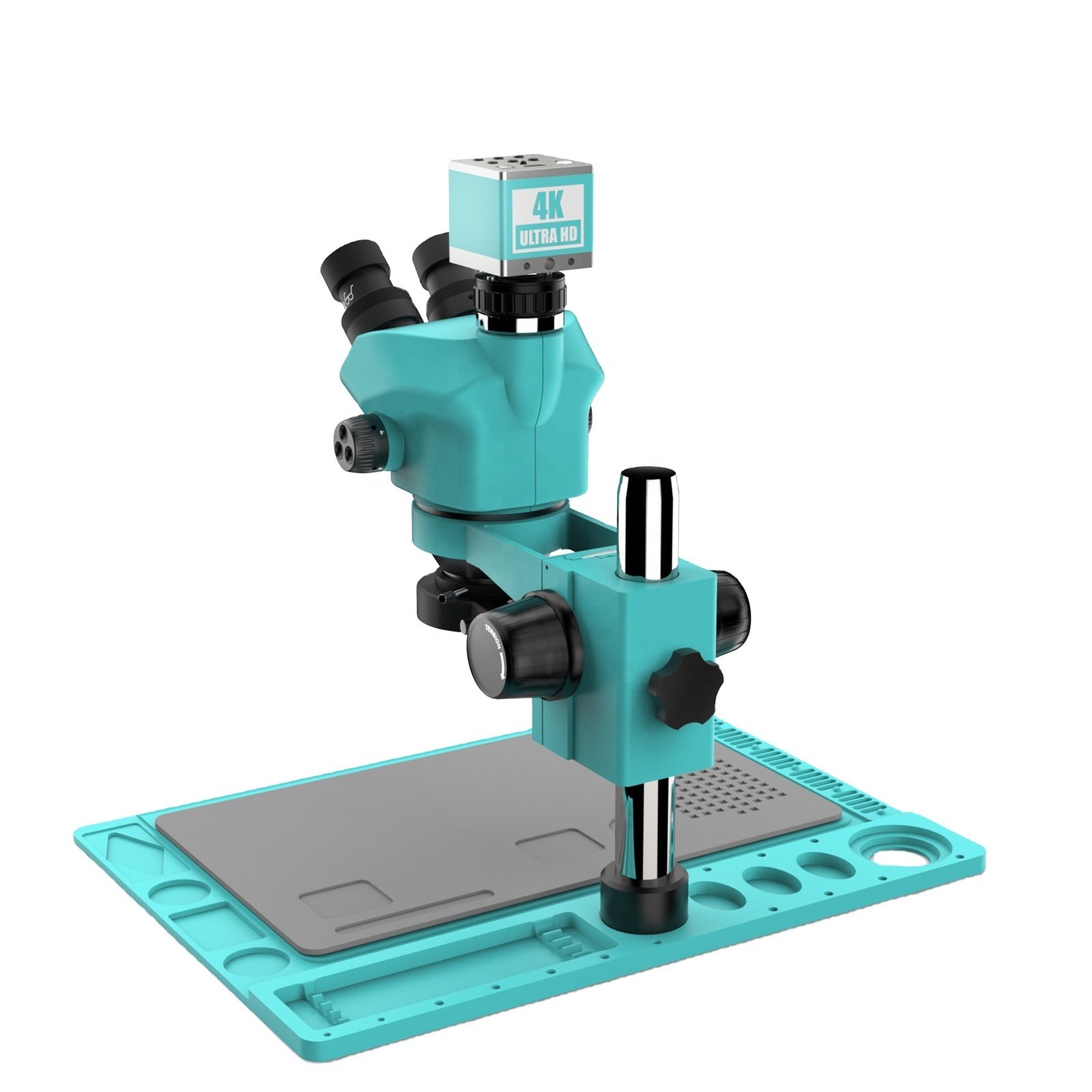 RF4 Trinocular Microscope 7X-50X Zoom With Multifunctional Aluminum Alloy Base for Phone Motherboard Repair Jewelry Enlarge