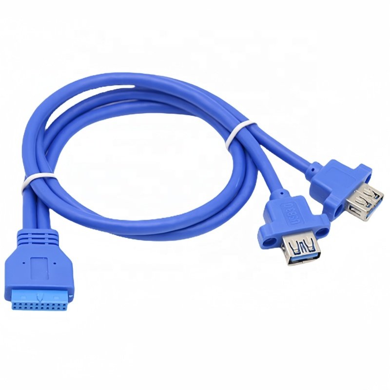 80Cm 2 Port Usb 3.0 A Female Panel Mount To 3.0 20Pin Header Motherboard Y Cable