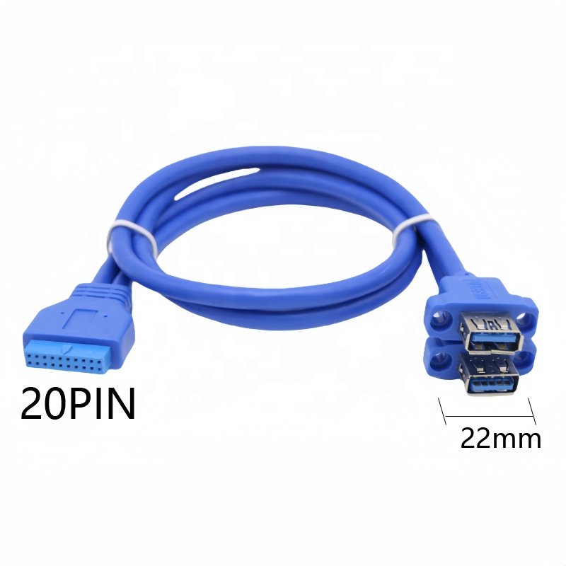 80Cm 2 Port Usb 3.0 A Female Panel Mount To 3.0 20Pin Header Motherboard Y Cable