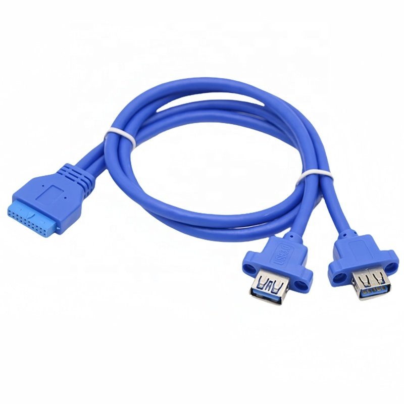 80Cm 2 Port Usb 3.0 A Female Panel Mount To 3.0 20Pin Header Motherboard Y Cable