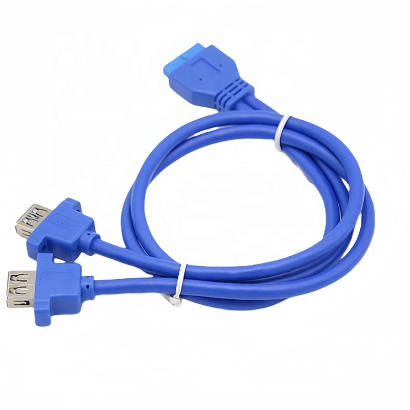 80Cm 2 Port Usb 3.0 A Female Panel Mount To 3.0 20Pin Header Motherboard Y Cable