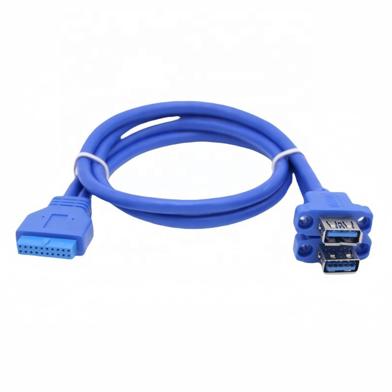 80Cm 2 Port Usb 3.0 A Female Panel Mount To 3.0 20Pin Header Motherboard Y Cable