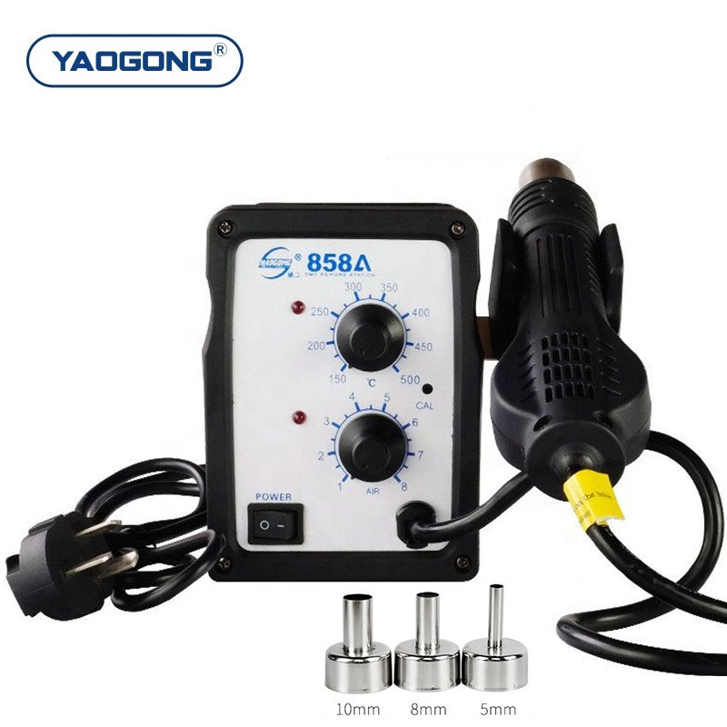 YAOGONG 858A Adjustable Thermostat Heating SMD Rework Machine Mobile Phone MotherBoard Repair Tool Hot Air Gun Soldering Station