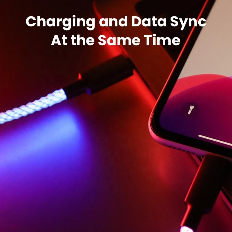 6A Fast Charging RGB Breathing Luminous Gradient Light Data Cable 66W TYPE-C Charger For iPhone 15 Pro Huawei Samsung Data Cable