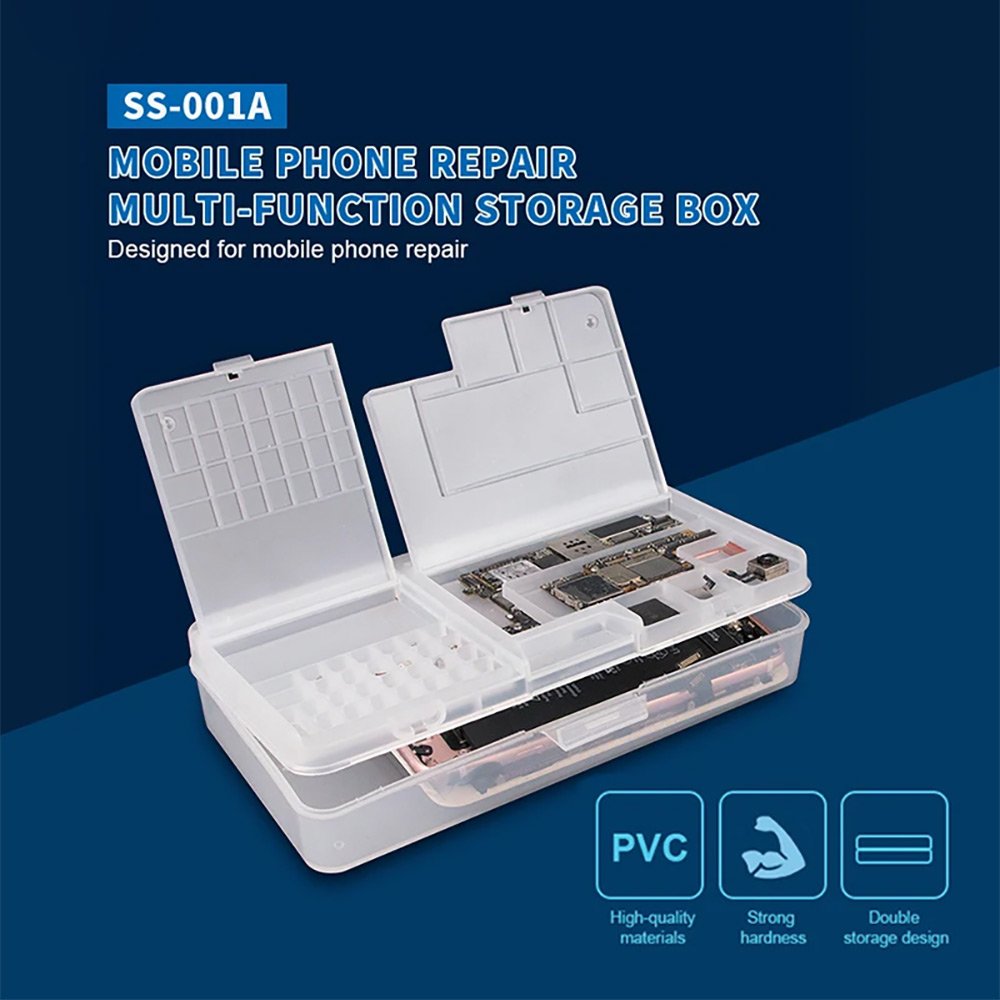 Phone Repair Storage Box Double Layer Storage Box Multi-function Phone LCD Screen Motherboard IC Chips Parts Organizer Case