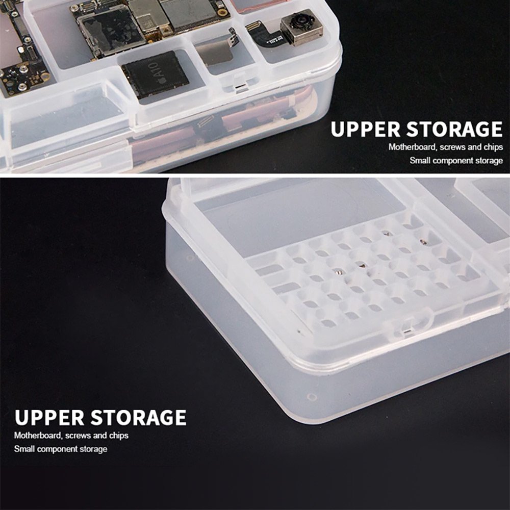 Phone Repair Storage Box Double Layer Storage Box Multi-function Phone LCD Screen Motherboard IC Chips Parts Organizer Case