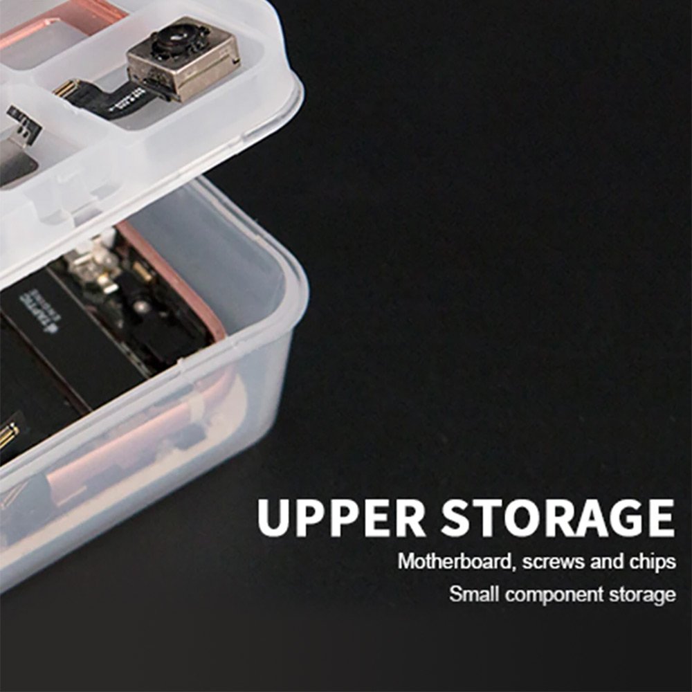 Phone Repair Storage Box Double Layer Storage Box Multi-function Phone LCD Screen Motherboard IC Chips Parts Organizer Case