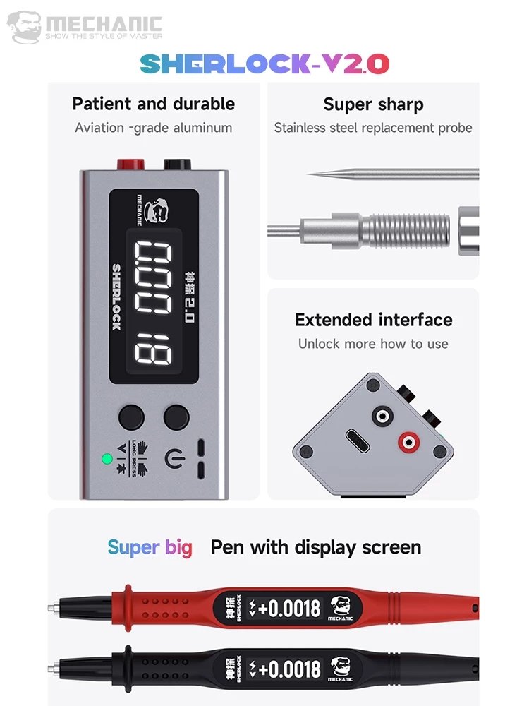 Multimeter Visual Pen MECHANIC SHERLOCK V2.0 Voltage Test For Phone Inspection Repair Voltage Internal Screen Display Tool