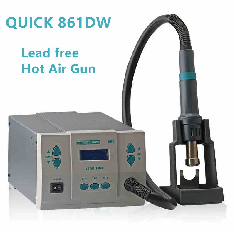 QUICK 861DW Hot Air Gun 1000W Rework Station NozzleI CPU Motherboard Mobile Phone RepairTool Lead-free Heating Soldering Station