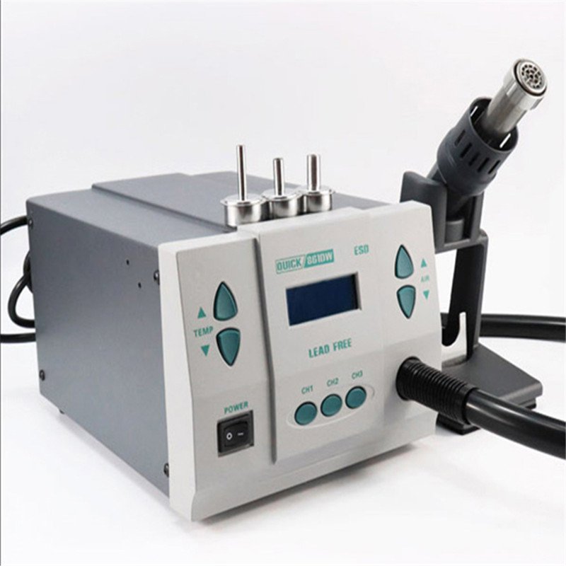 QUICK 861DW Hot Air Gun 1000W Rework Station NozzleI CPU Motherboard Mobile Phone RepairTool Lead-free Heating Soldering Station