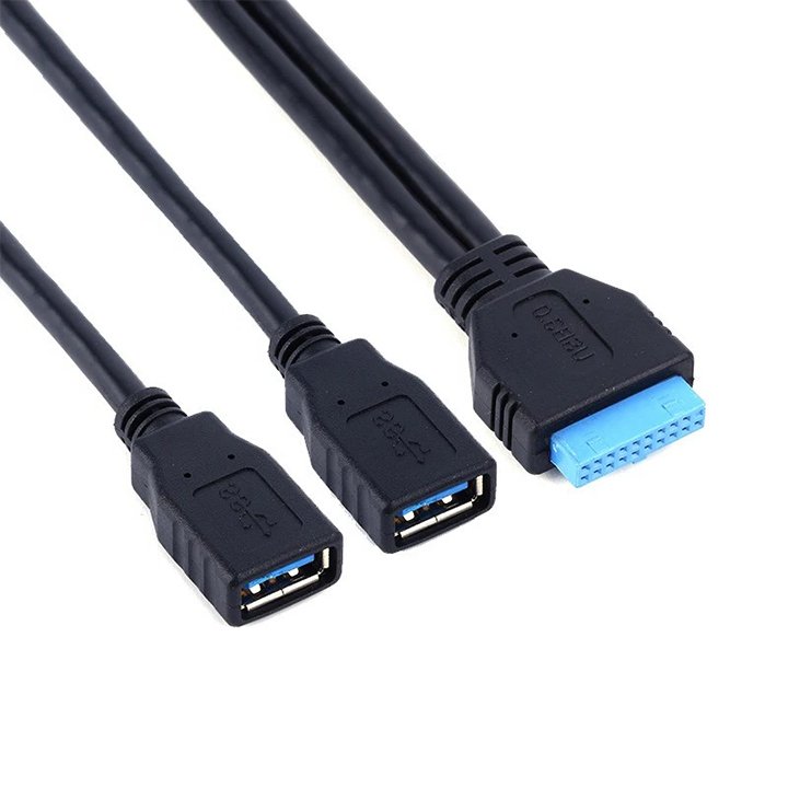 High quality Dual USB 3.0 A Female to 20 PIN Motherboard internal extension Cable for computer USB 3.0 2-Port Panel Mount Cable