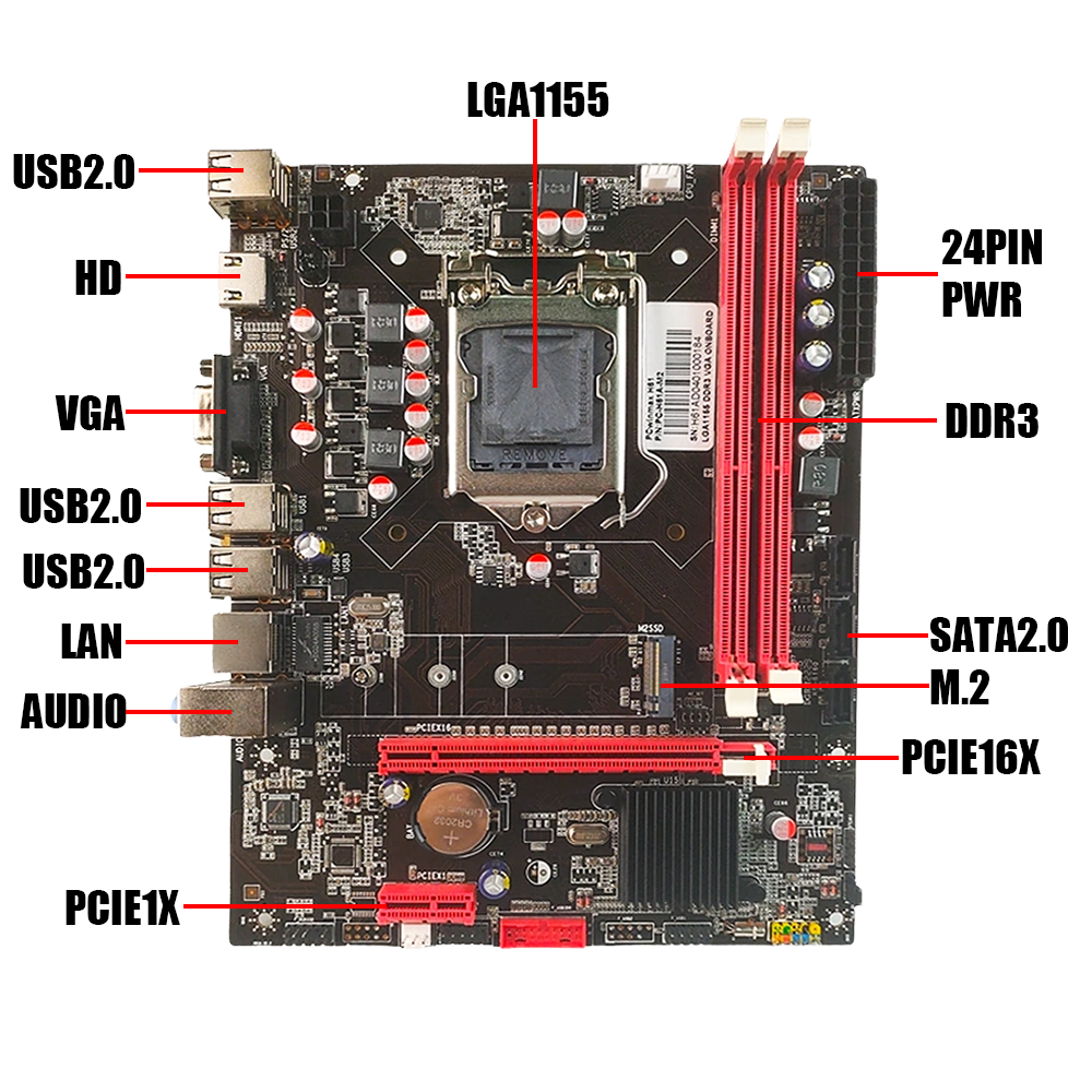 PCWINMAX Original H61 DDR3 mATX Motherboard Socket 1155 LGA Mainboard H61 Desktop PC Motherboard