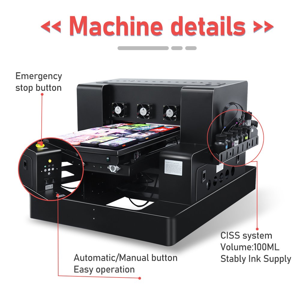 Small desktop inkjet cylinder printer Xp600 dtf uv all in one bottle flatbed a3 size varnish uv printer