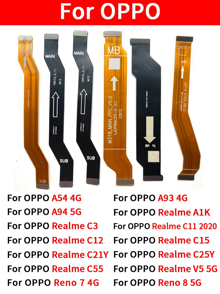 Mobile Phone Motherboard Flex For Oppo Realme A1K C3 C11 2020 C12 C15 C21Y C25Y C55 V5 5G Reno 7 Reno 8 4G 5G A54 A93 A94 4G 5G