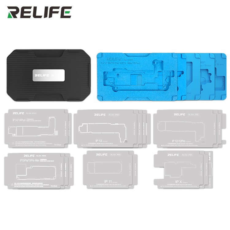 RELIFE RL-601T 22-in-1 Mid-Tier Motherboard Repair Fixture Set IPX-15PM Motherboard Fixture Platform For Mobile Phone Repair