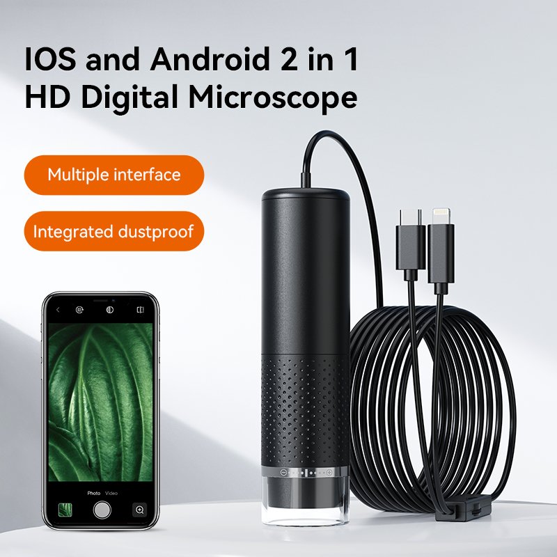 320-P Portable Handheld Electron Microscope 8 LEDs 1600X HD USB Interface Digital Microscope for PCB Repair Mobile Maintenance