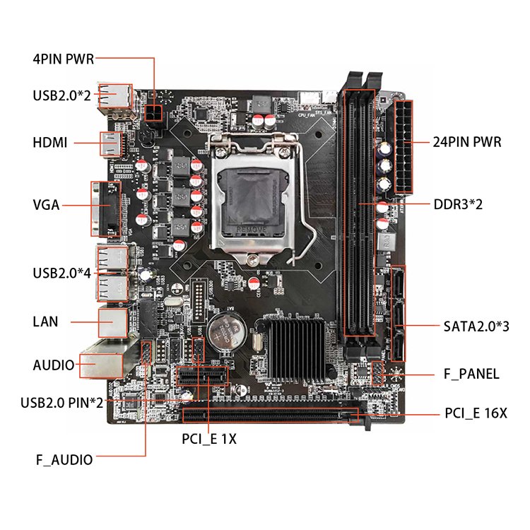 Factory Price H61 B75 Motherboard Support Intel I7 I5 I3 LGA1155 Series Processor 16GB M.2 Dual DDR3 LGA 1155 Main Board